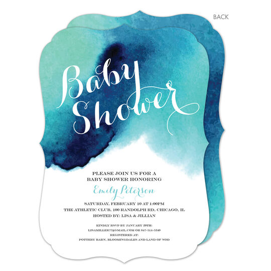 Blue Watercolor Shower Invitations